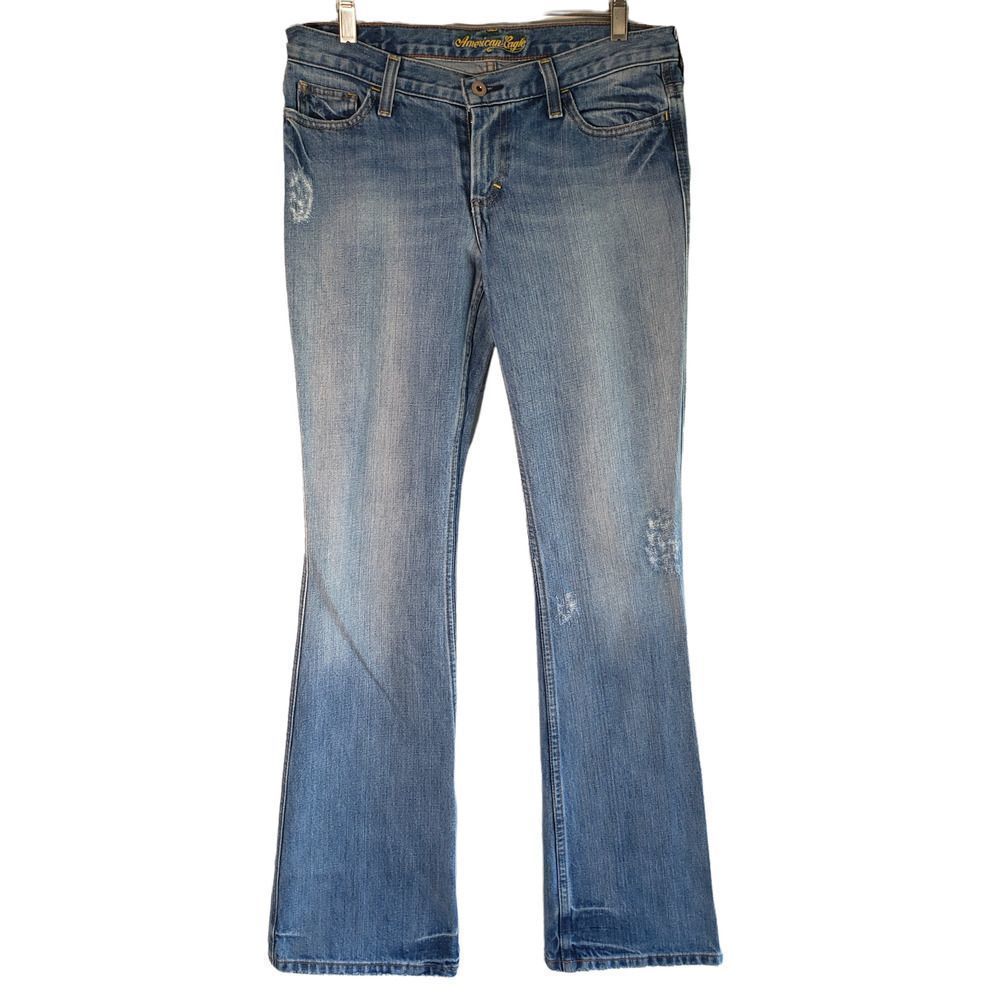 American Eagle Hipster Fit Frayed Look Light Blue Wash Women's  4 Reg